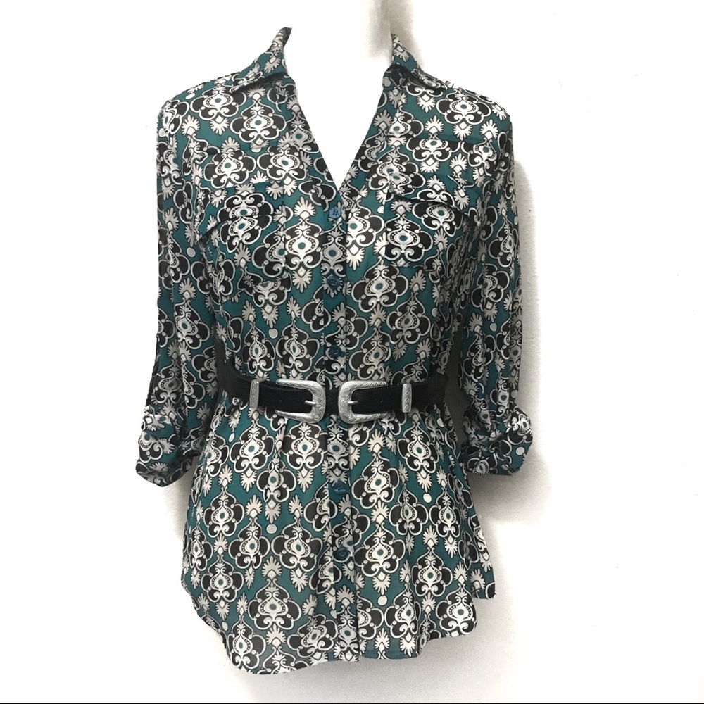 Ny&C Damask Chiffon Button Down - image 1